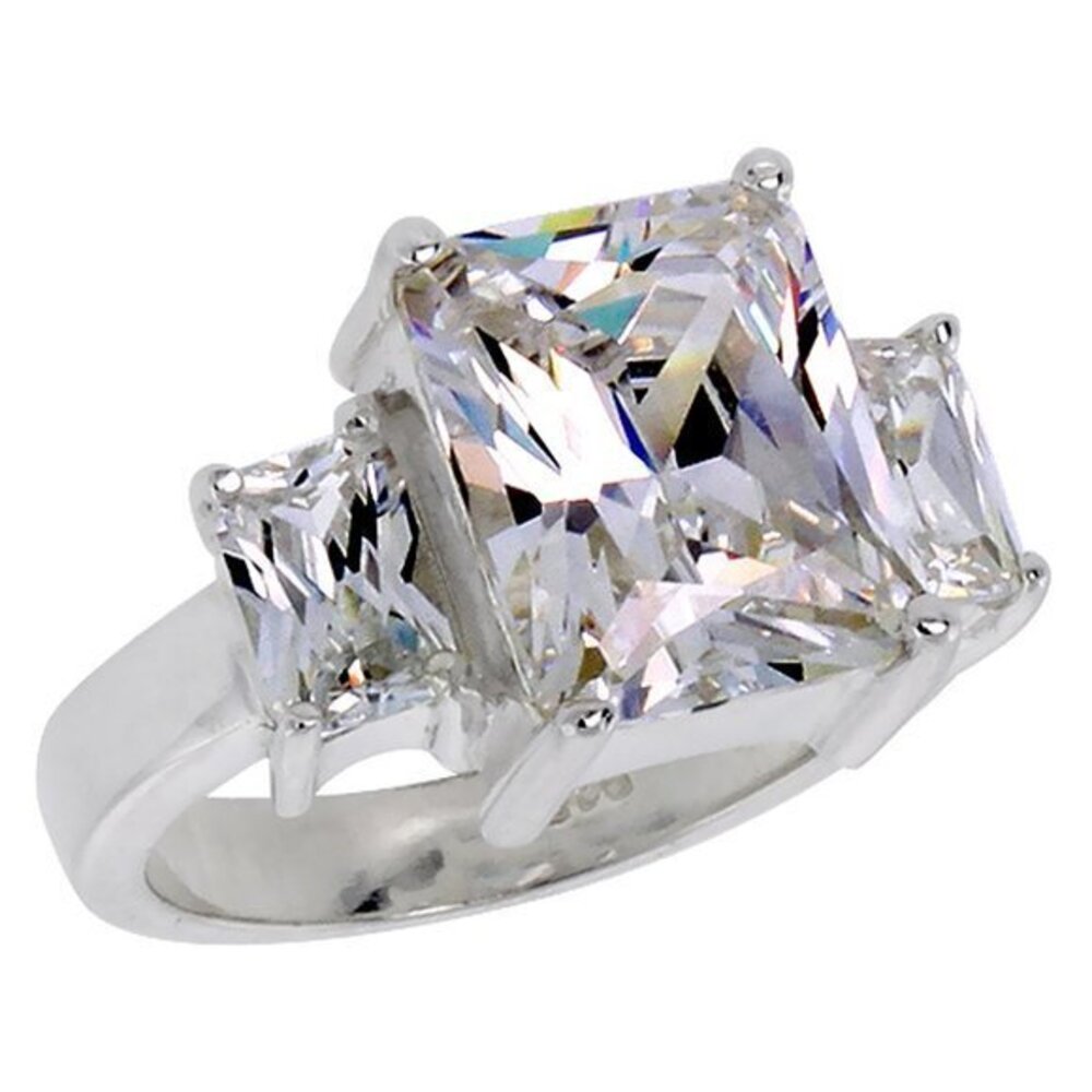 4 ct Emerald cut CZ 3-Stone Engagement Ring